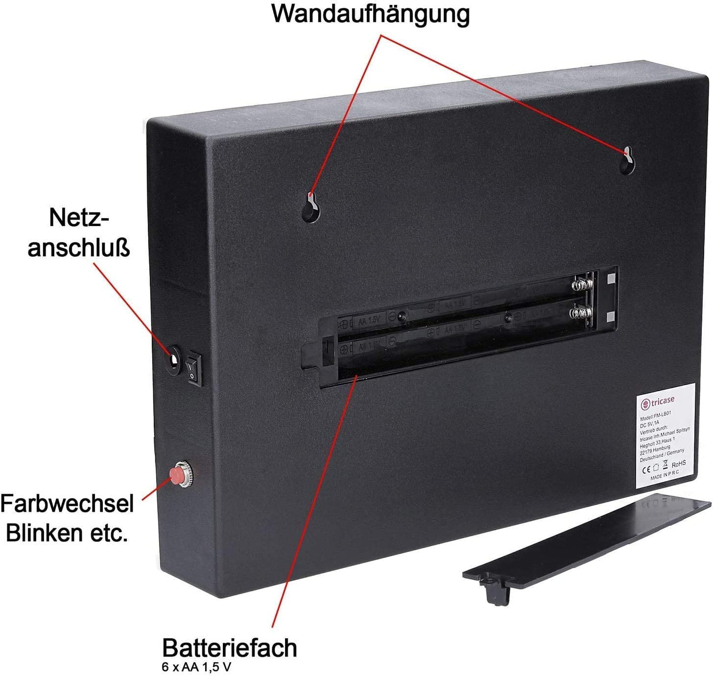 LED-Lightbox mit Buchstaben, A4, Schwarz