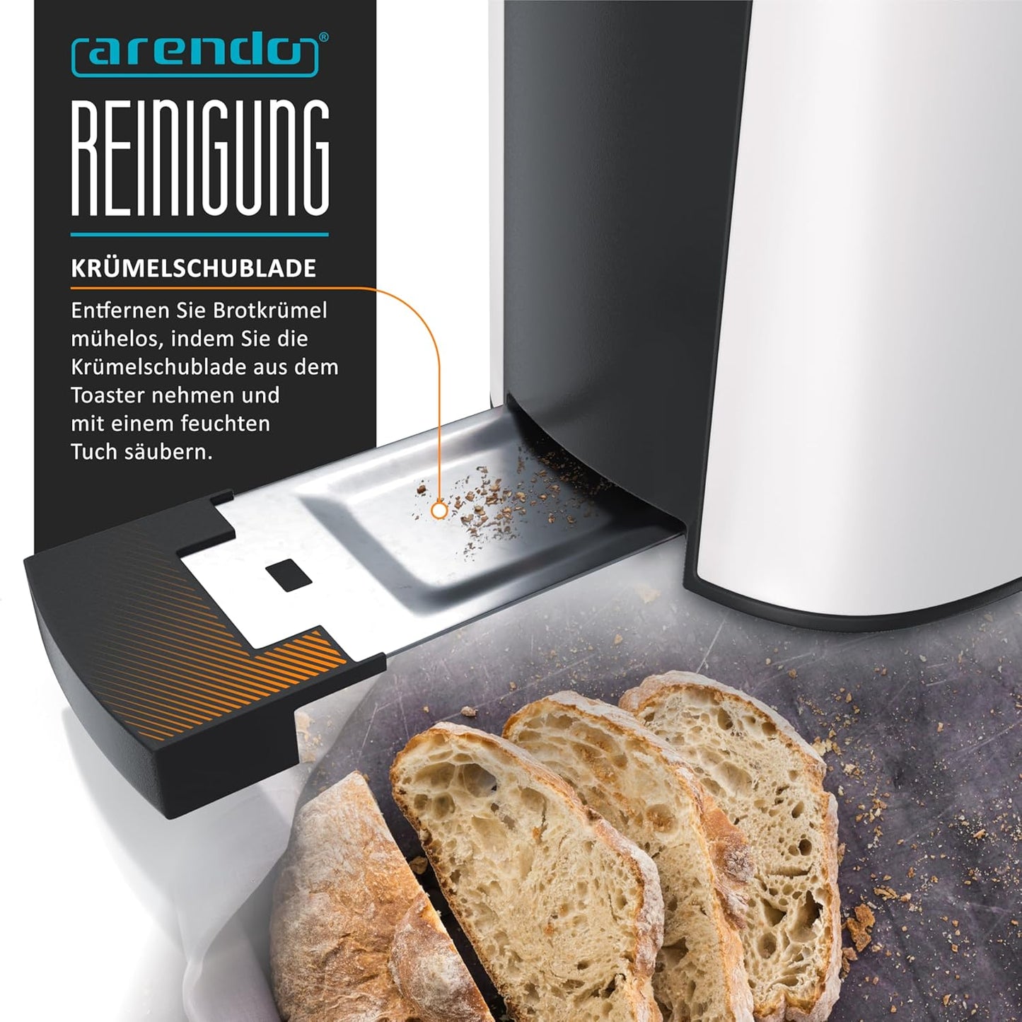 Langschlitz-Toaster mit Defrost- und Brötchenfunktion, C: Weiss Matt