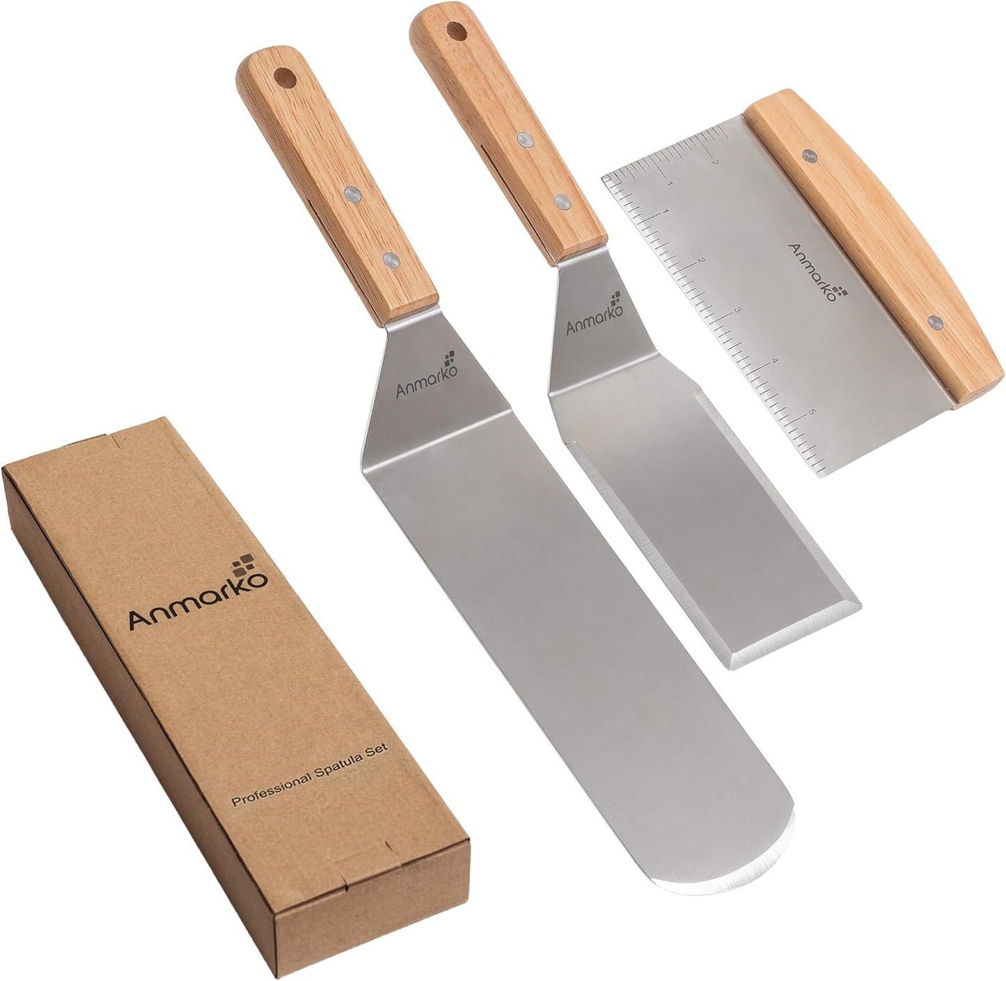3-teiliges Pfannenwender-Set mit Schaber, Holzgriff-set