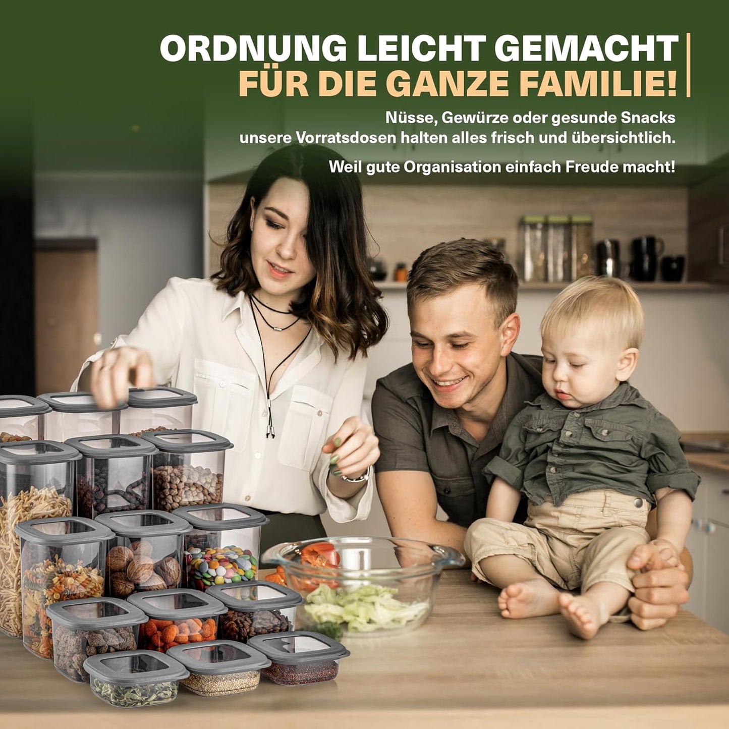 12er-Set Vorratsdosen, 12er Set 250ml Grau