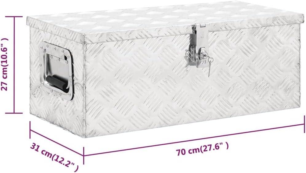 Aluminium-Aufbewahrungsbox, 70 x 31 x 27 cm Silber