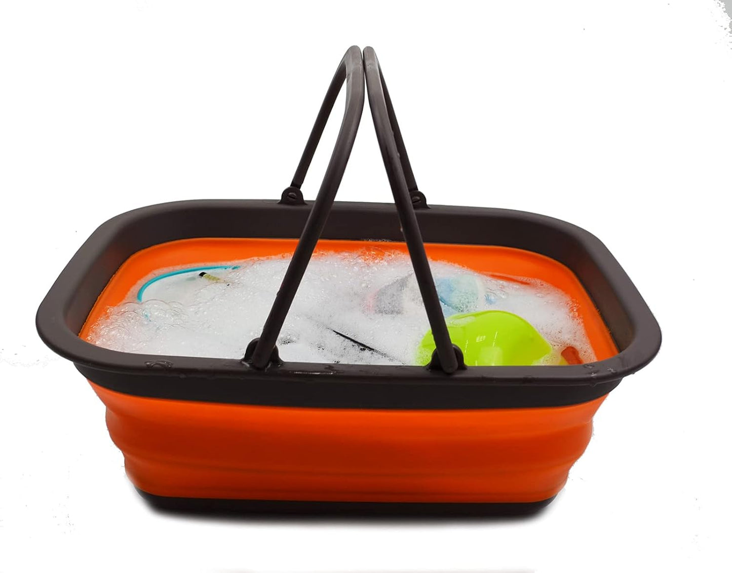 Faltbarer Picknickkorb mit Griff (9.2L), Braun / Orange