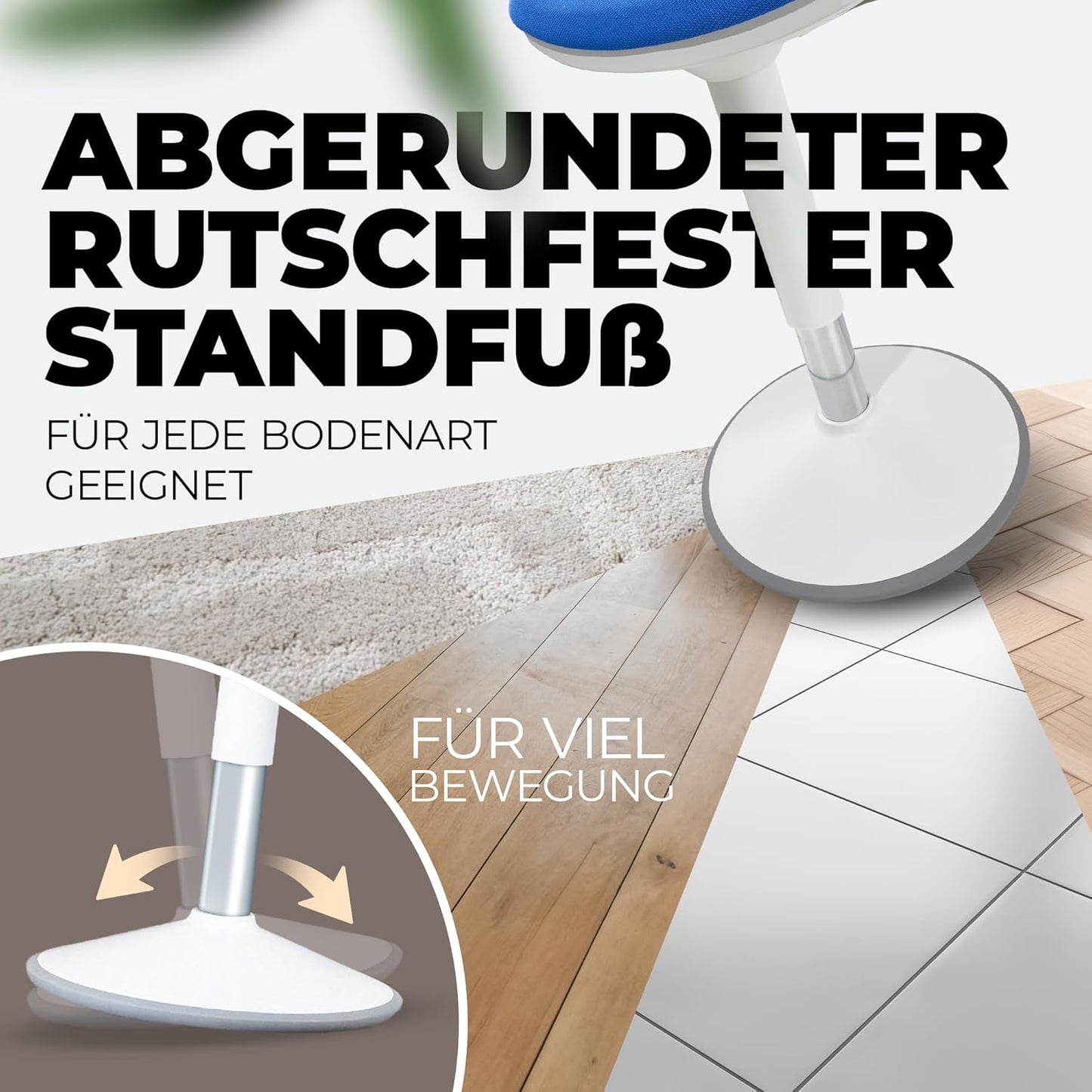 Ergonomischer Büro-Sattelhocker höhenverstellbar, Blau