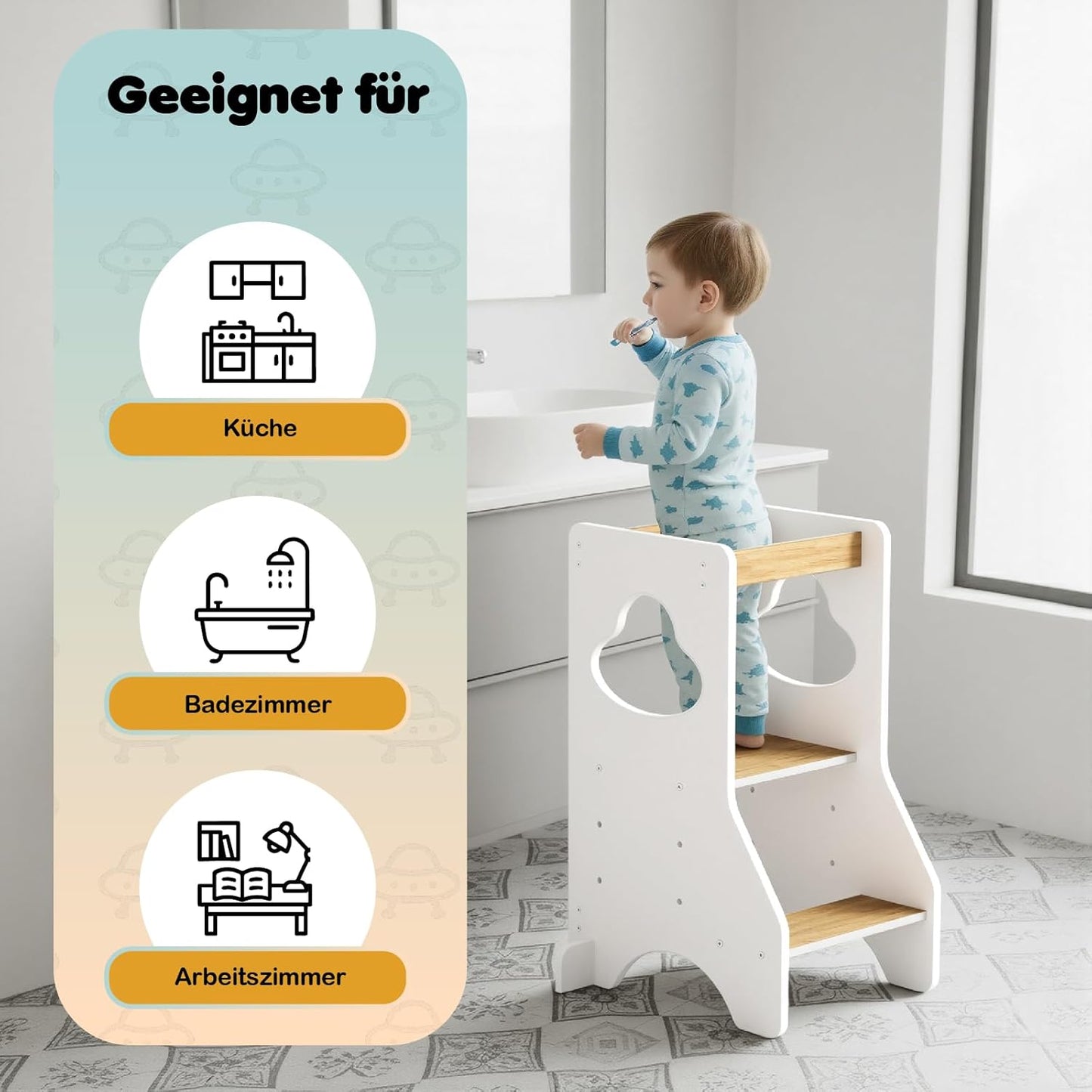 Lernturm, 80 x 50 x 37 cm Holzfarbe und Weiss