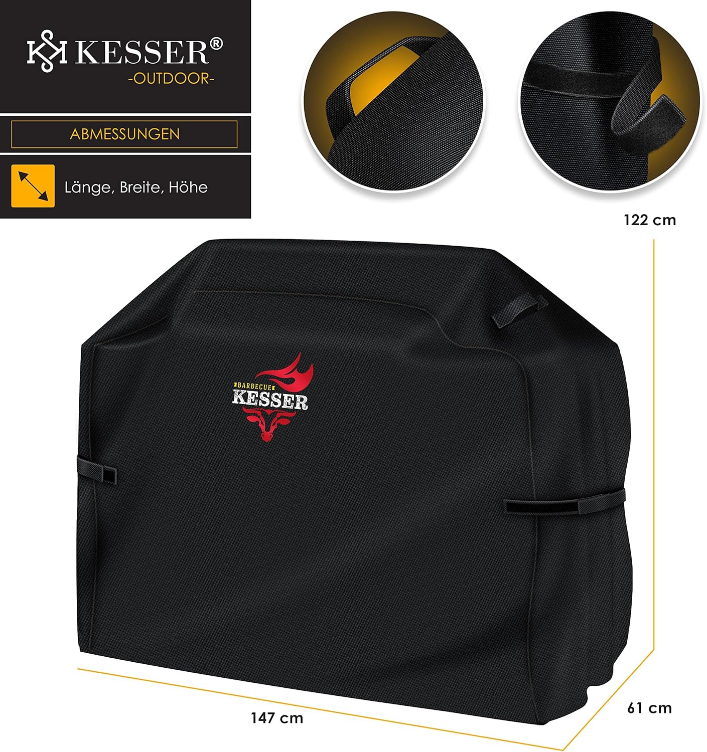Wetterfeste Grillabdeckung, Schwarz 76 x 66 x 109 cm