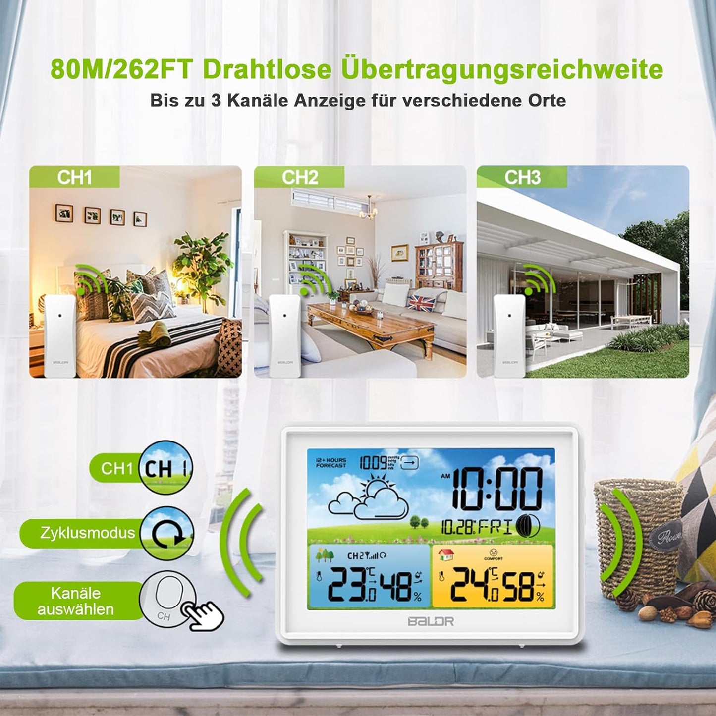 Wetterstation mit Aussensensor, Weiß