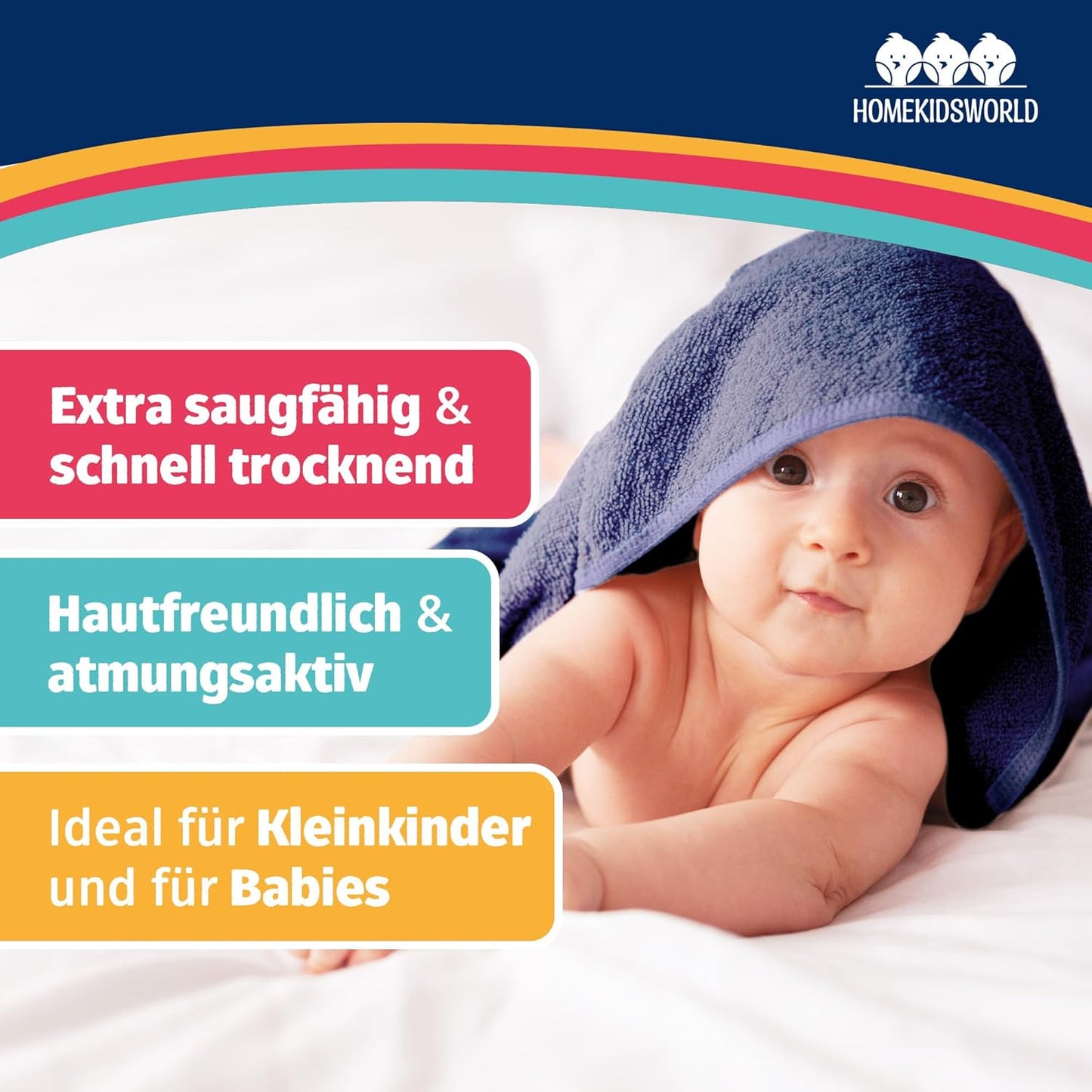 Kapuzenhandtuch für Babys & Kinder (100x100 cm), Blau
