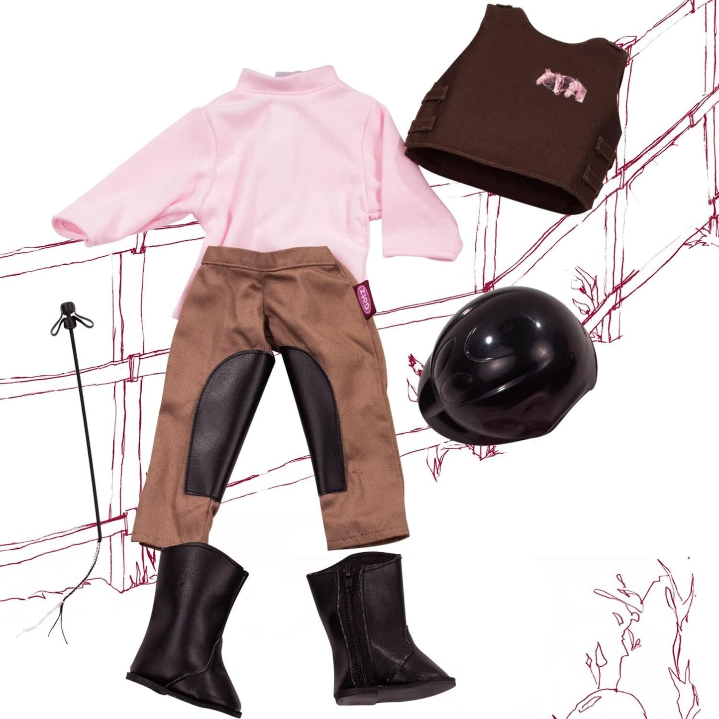 7-teiliges Reiter-Outfit für Puppen