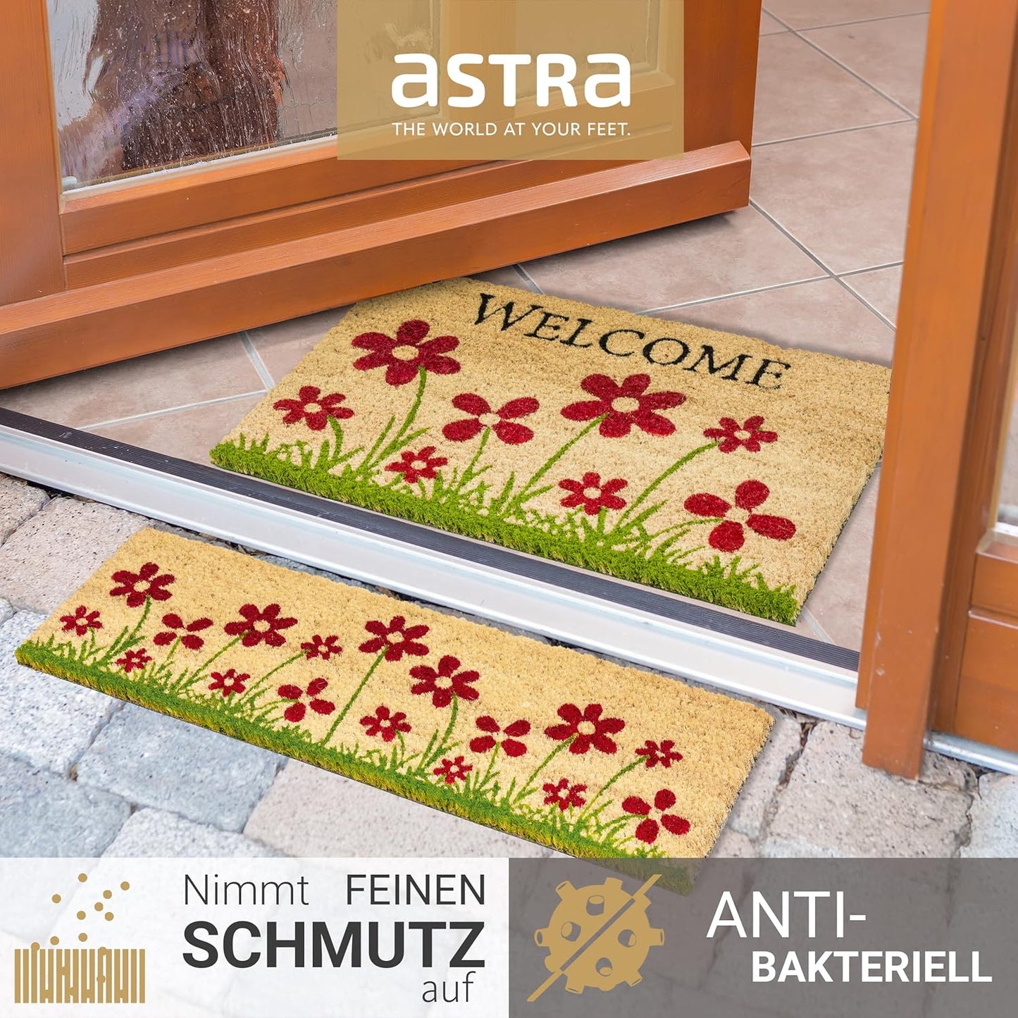 Rutschfeste Fussmatte Blumenwiese, 40 x 60 cm (Rechteckig) Blumenwiese Natur