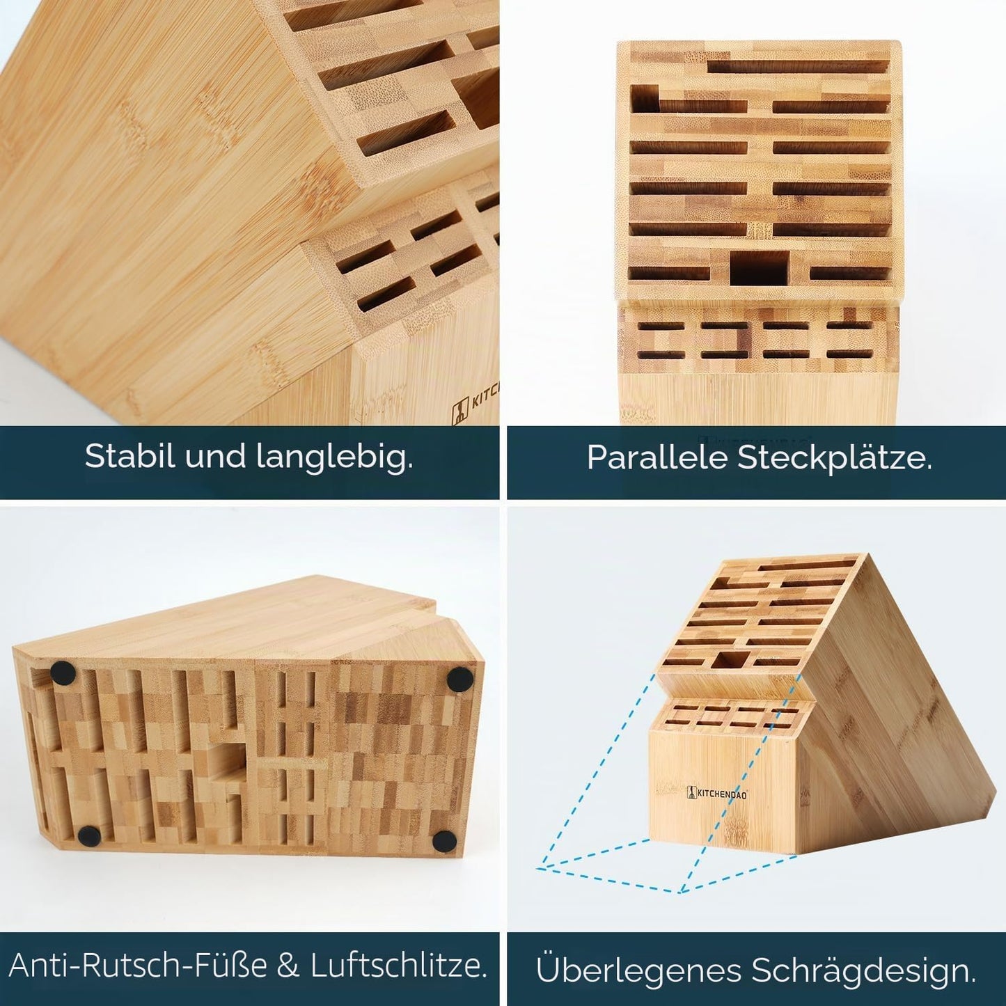 Messerblock mit 20 Schlitzen, Bamboo