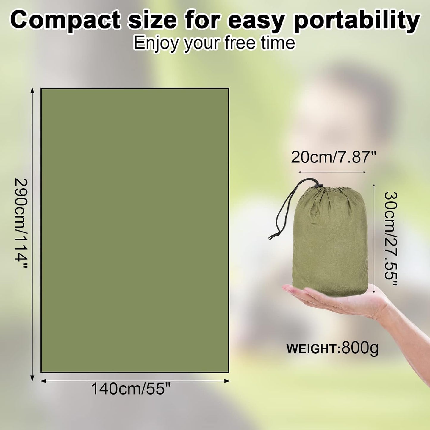 Outdoor-Hängematte mit Moskitonetz, Oliv