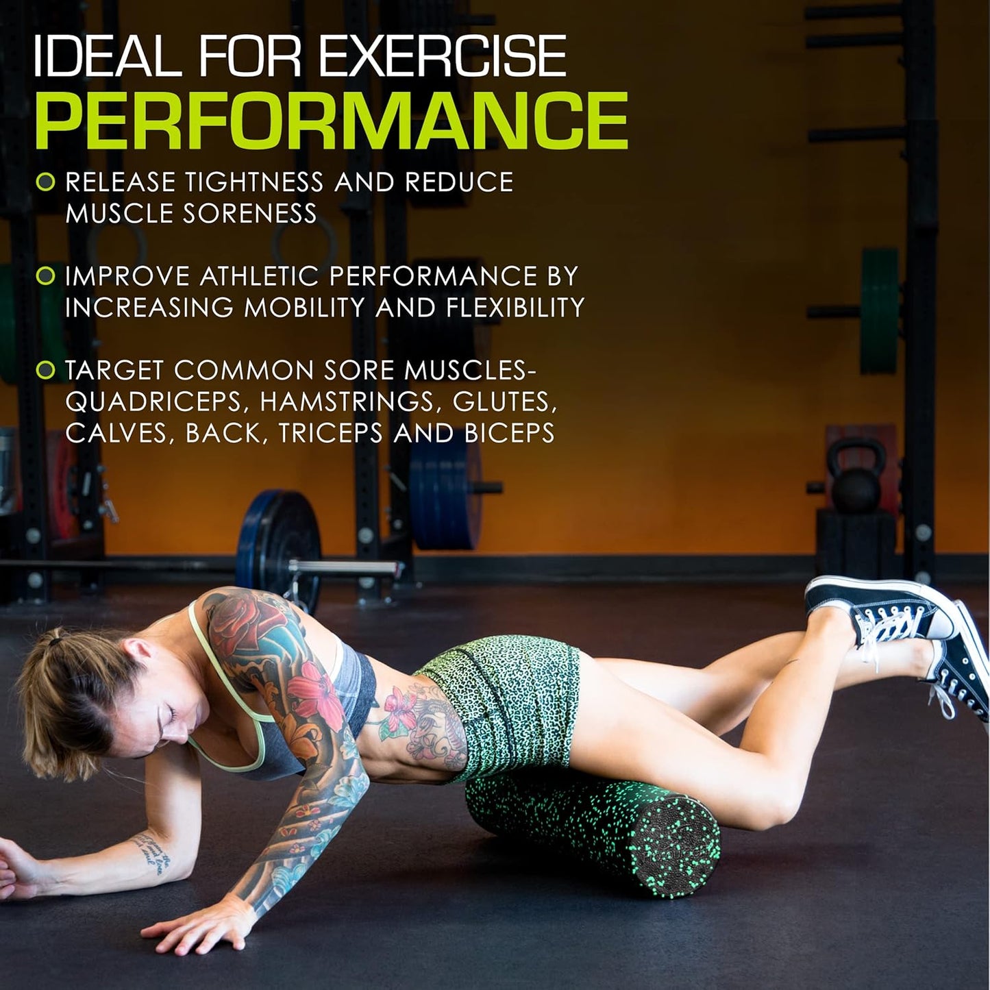 Foam Roller für Yoga & Muskelmassage, Black/Green 24"H x 6"D