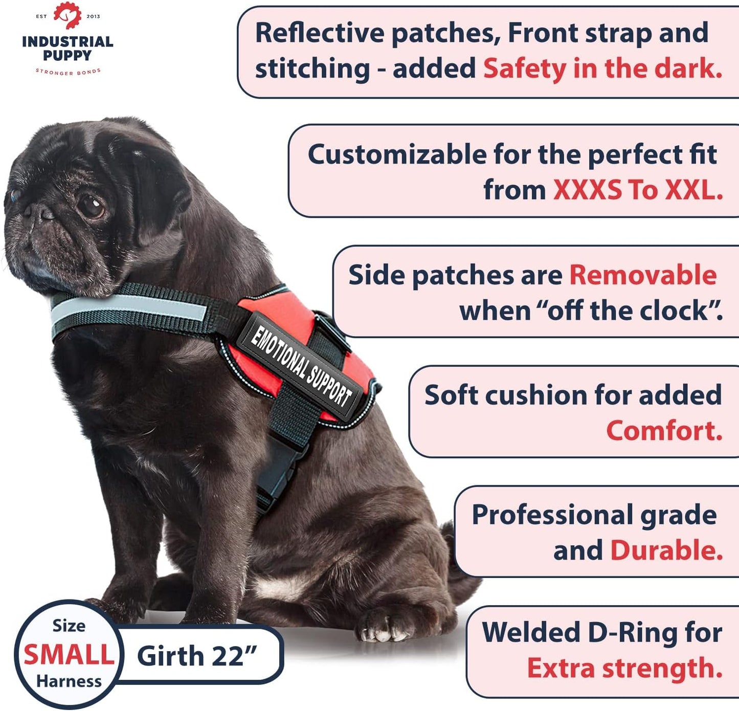 Reflektierendes Hundegeschirr mit Tragegriff, Small, Fits Girth 22.5-26"