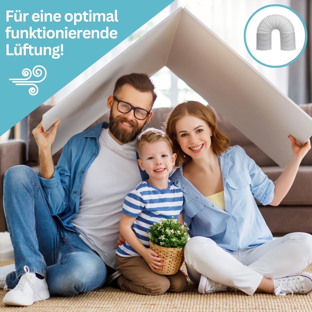 Flexibler Abluftschlauch für Klimageräte (150mm, 6m), 6 Meter Länge