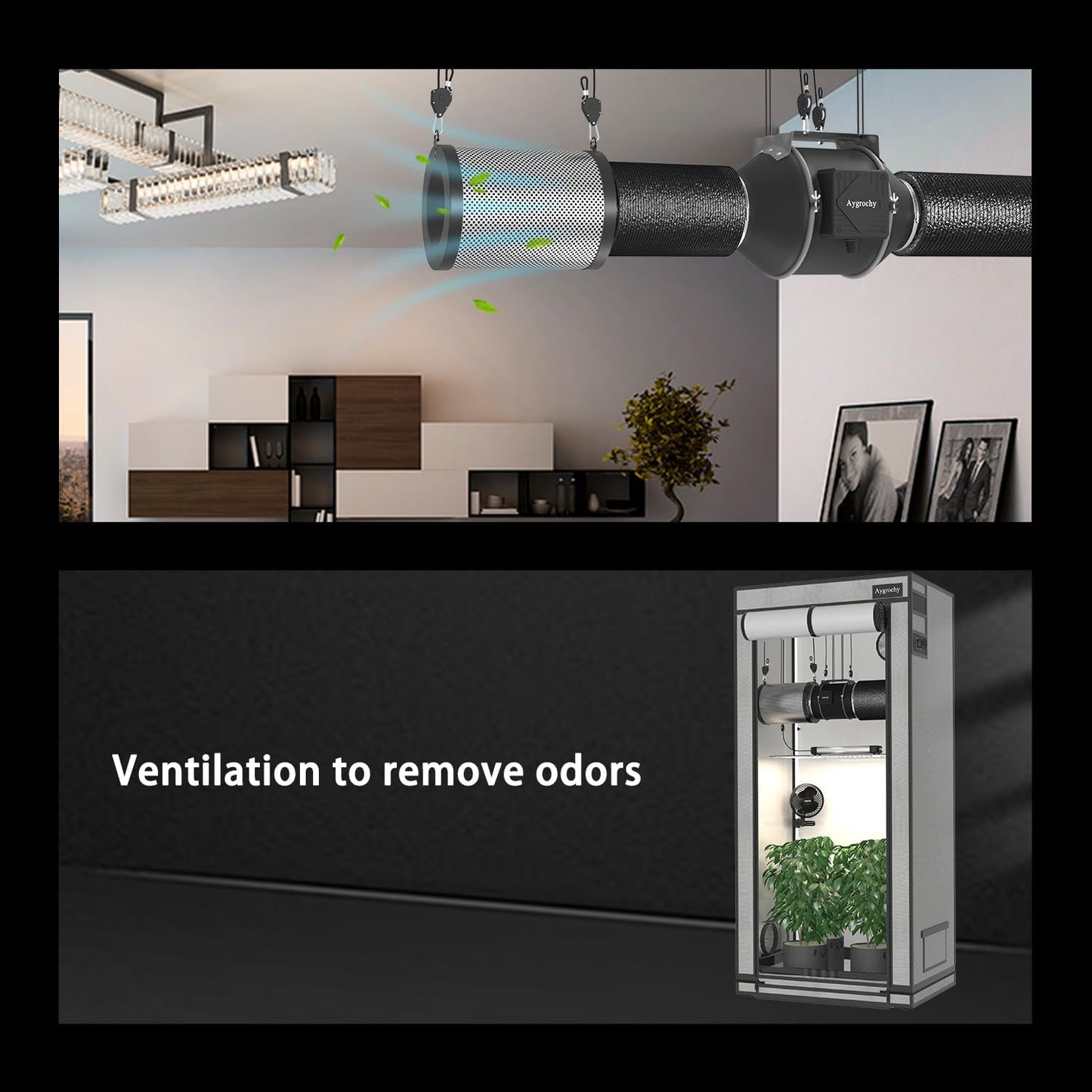 Aktivkohlefilter für Grow Tent (100mm, 365 m³/h), 100mm
