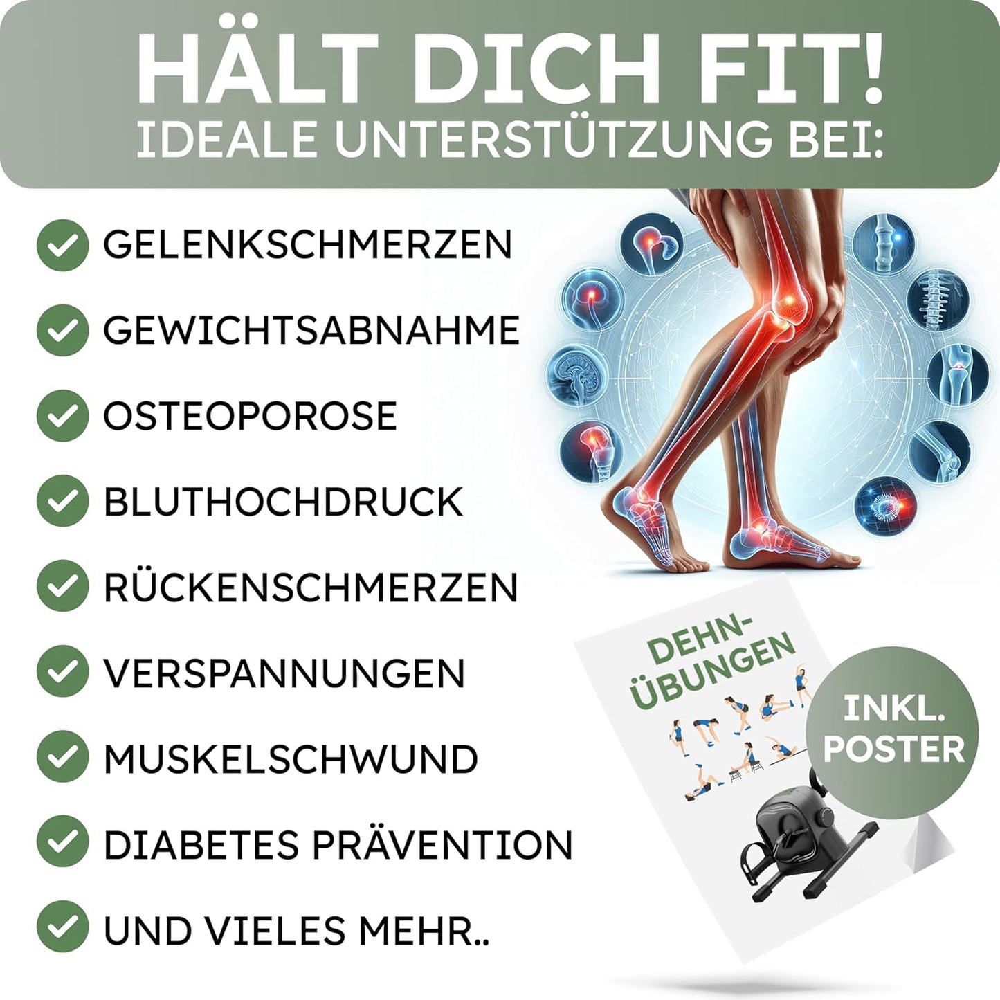 Pedaltrainer Set für Arm- und Beintraining Zuhause