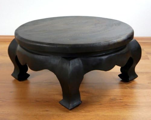 Handgeschnitzter Beistelltisch, Schwarz 50cm