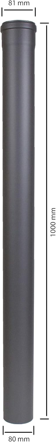 Pelletrohr Verlängerung 1000 mm, Ø 80 mm, Gussgrau, Gussgrau