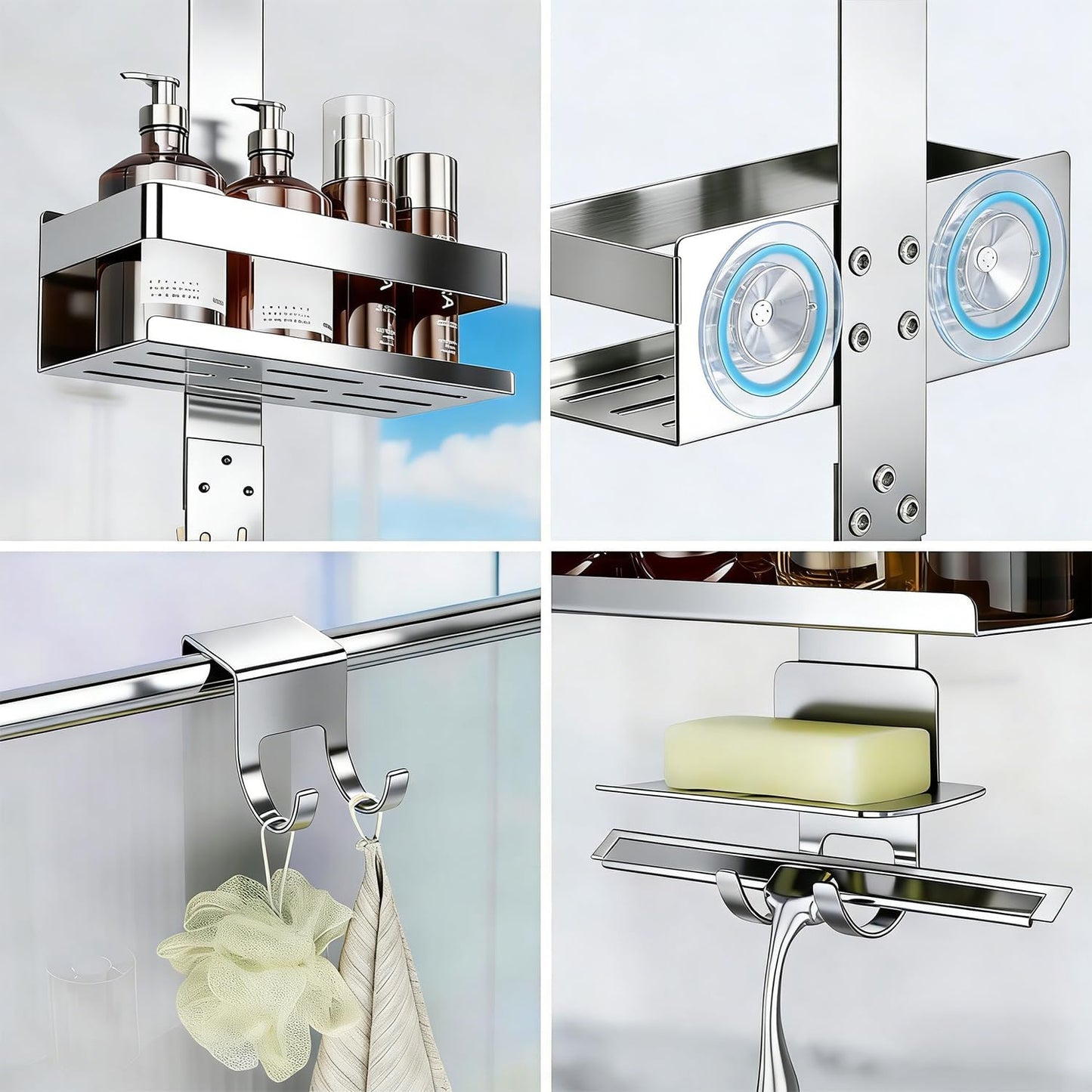 Duschablage für Glasduschtüren, Grau-grün