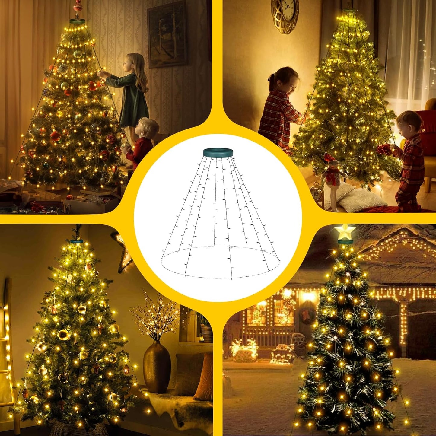 Christbaumbeleuchtung RX-83-2 mit 8 Modi und 8 Strängen x 2 Meter, 8