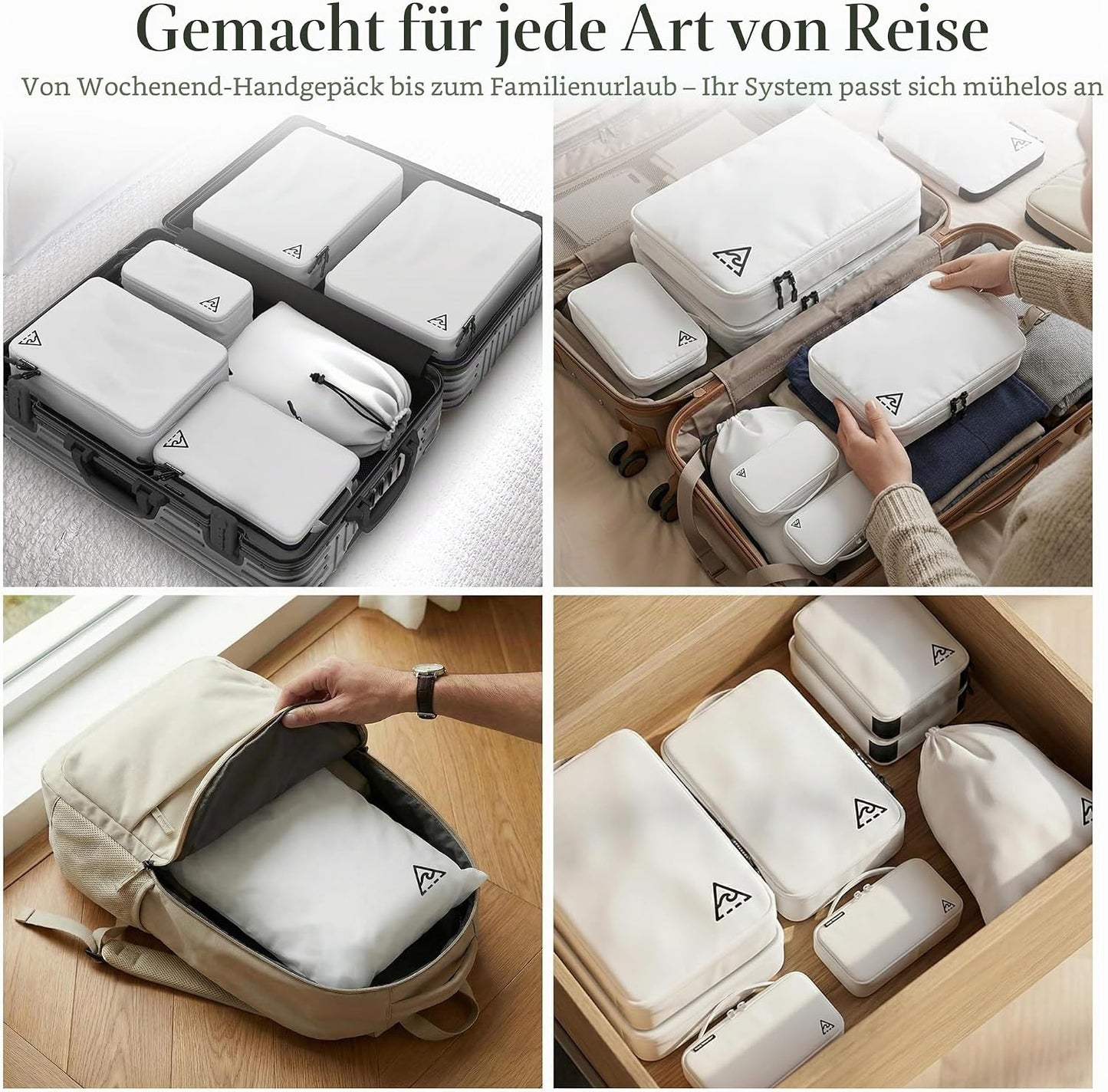 Kompressions-Packwürfel-Set, Weiss, 8 Stück 8-piece