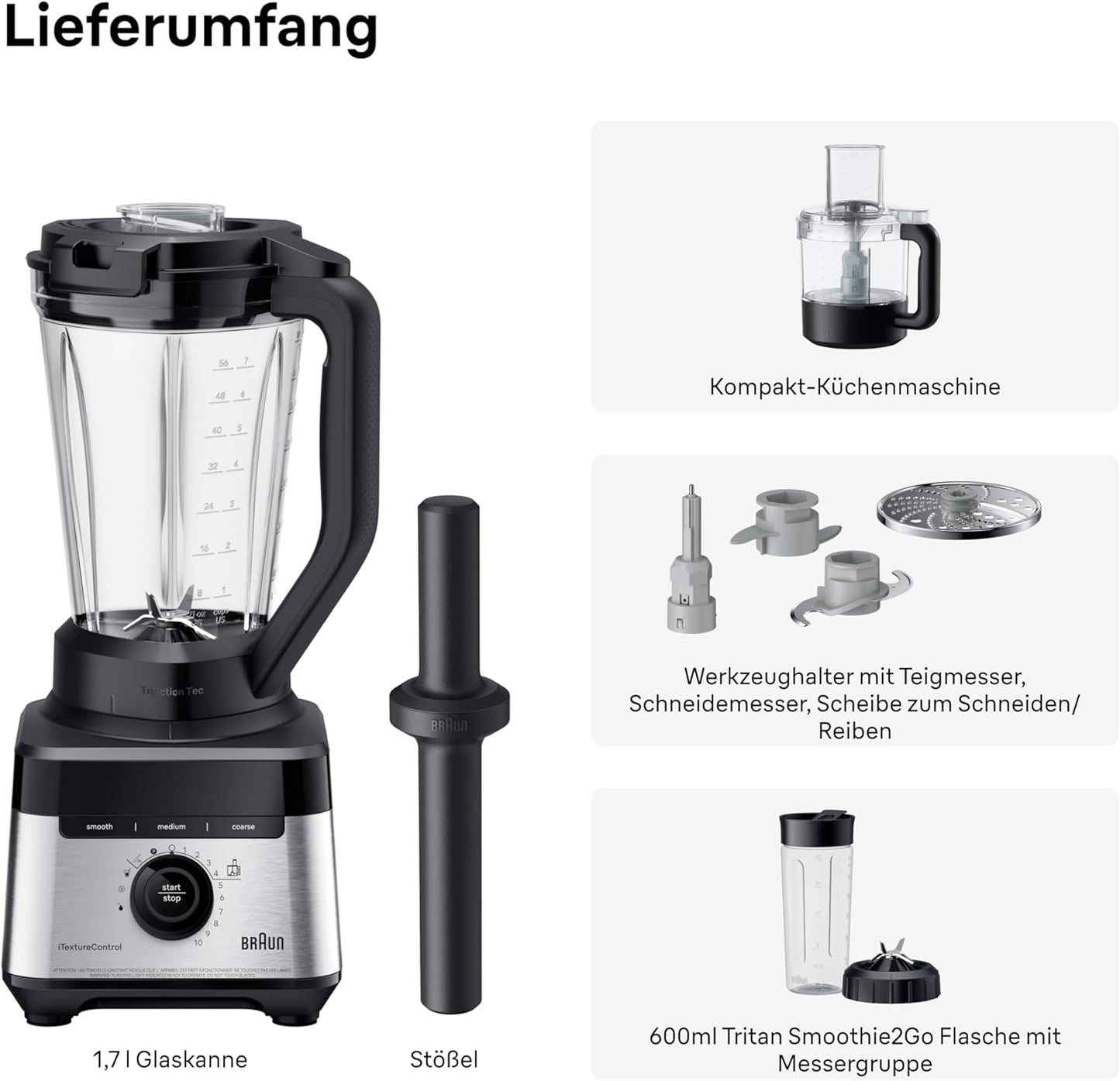 PowerBlend 7 Hochleistungs-Standmixer, 1400W + food processor