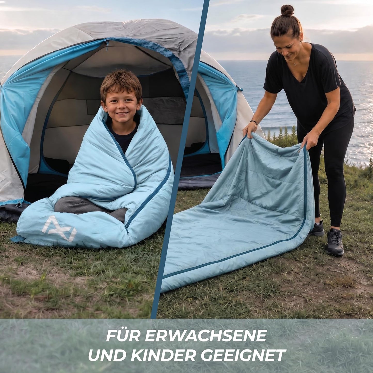 Ultraleichter Sommerschlafsack, Blau
