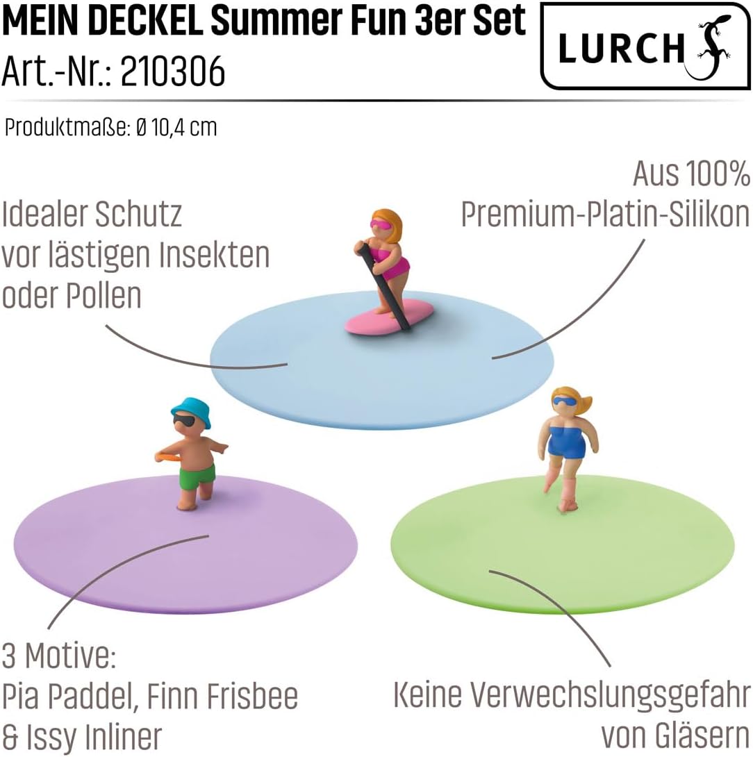 3-teiliges Glasabdeckungen-Set, Summer Fun