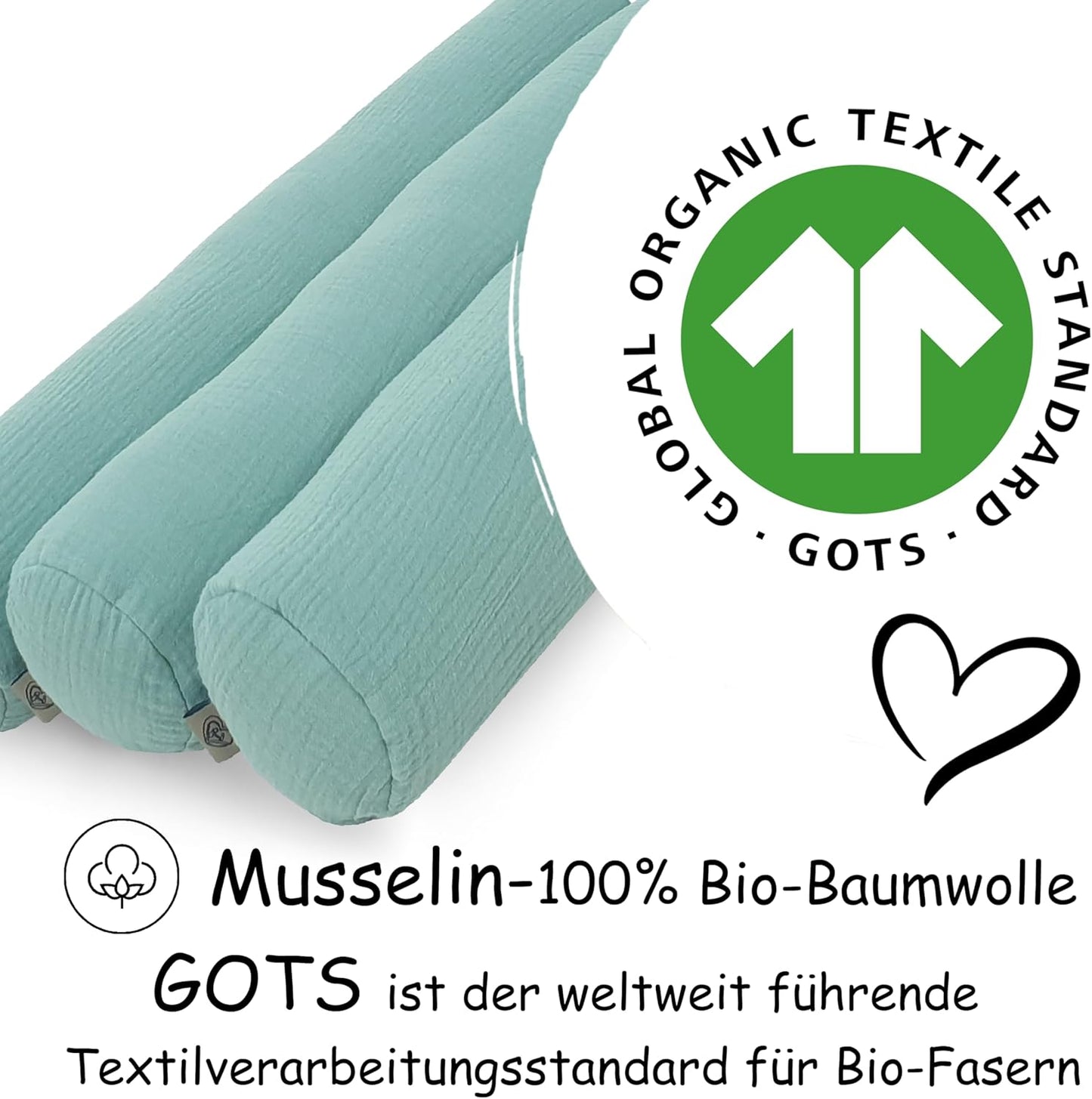 Kissenrollen Set, 10 x 60 cm Smaragd
