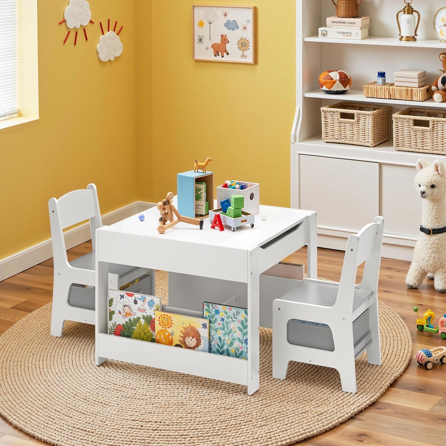 Kindertisch mit Stühlen, Grau