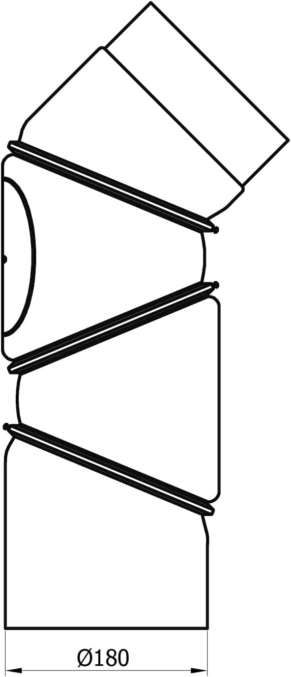 Rauchrohrbogen drehbar mit Reinigungsöffnung (0-90 Grad), 180 Schwarz