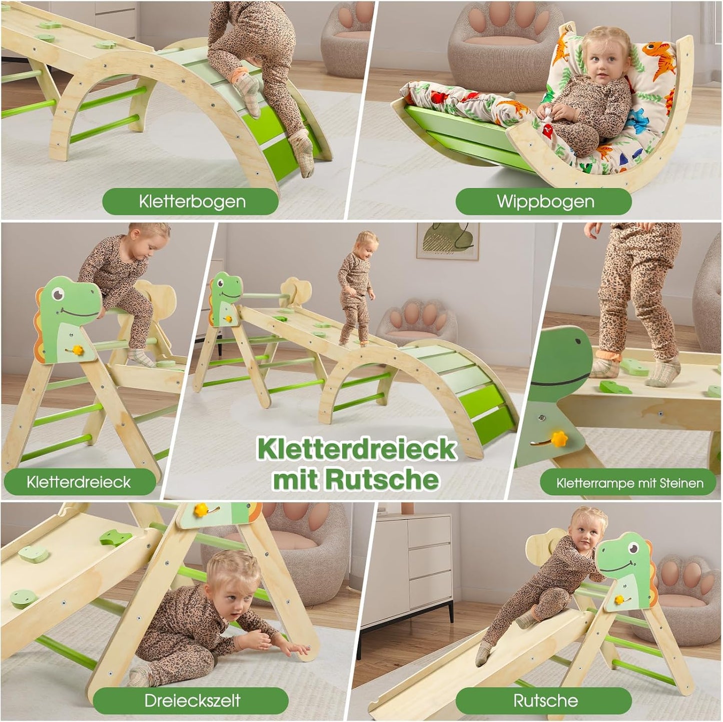 Kletterdreieck Set 7-in-1, Dinosaur