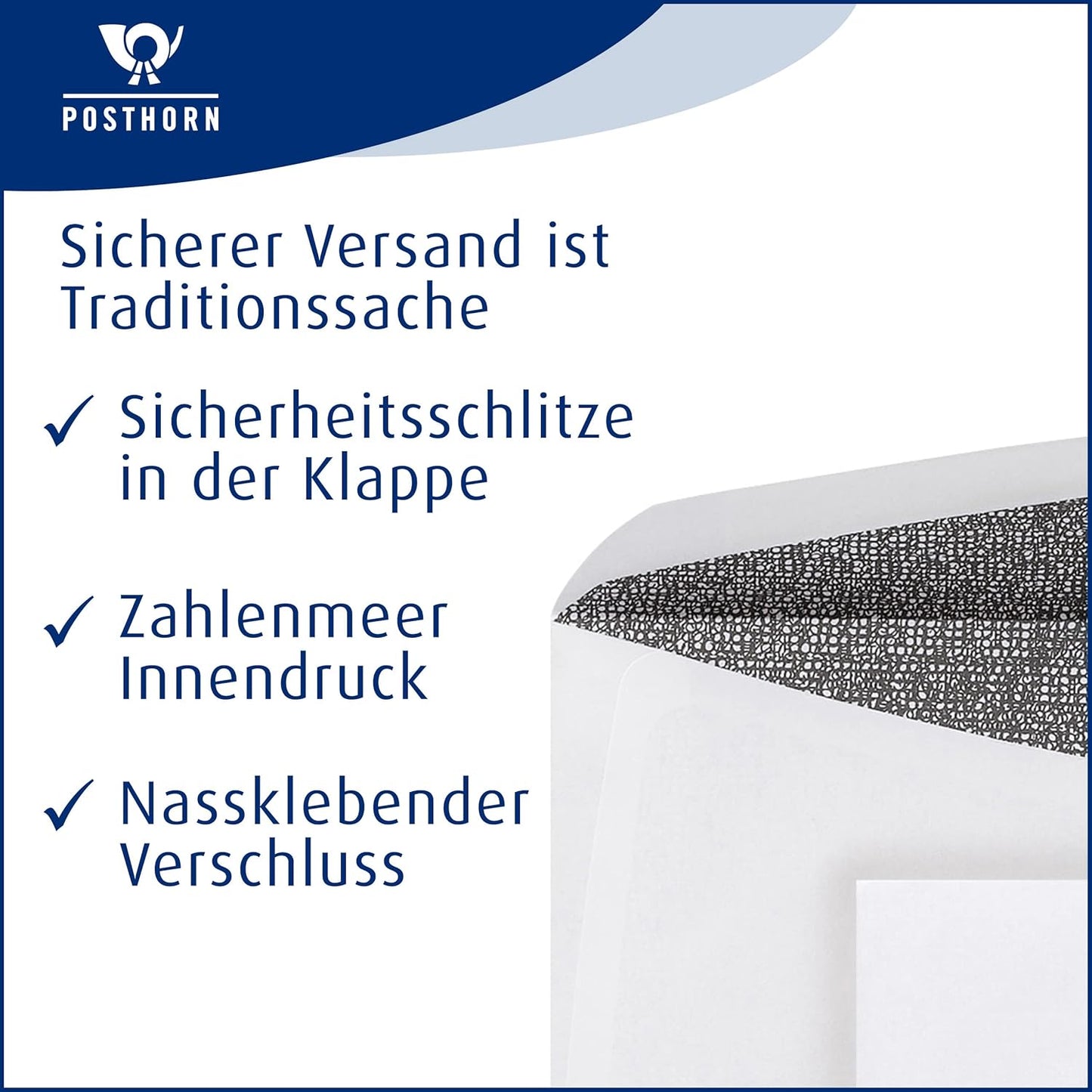 Briefumschläge C6/5 mit Fenster (1000 Stück), weiss / Innendruck Zahlenmeer