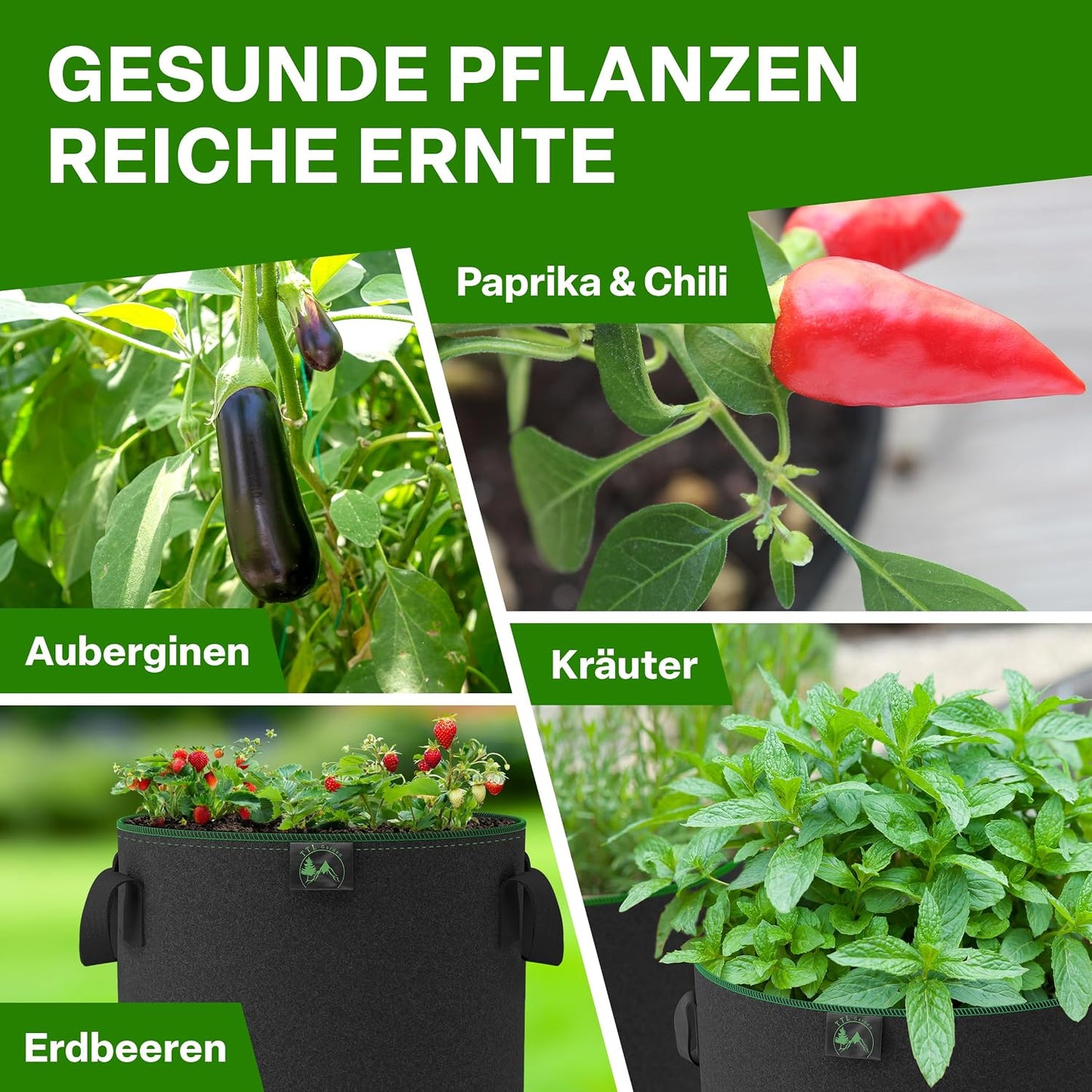 10er-Set Pflanzsack für Garten & Balkon, 12 Liter Allrounder 10