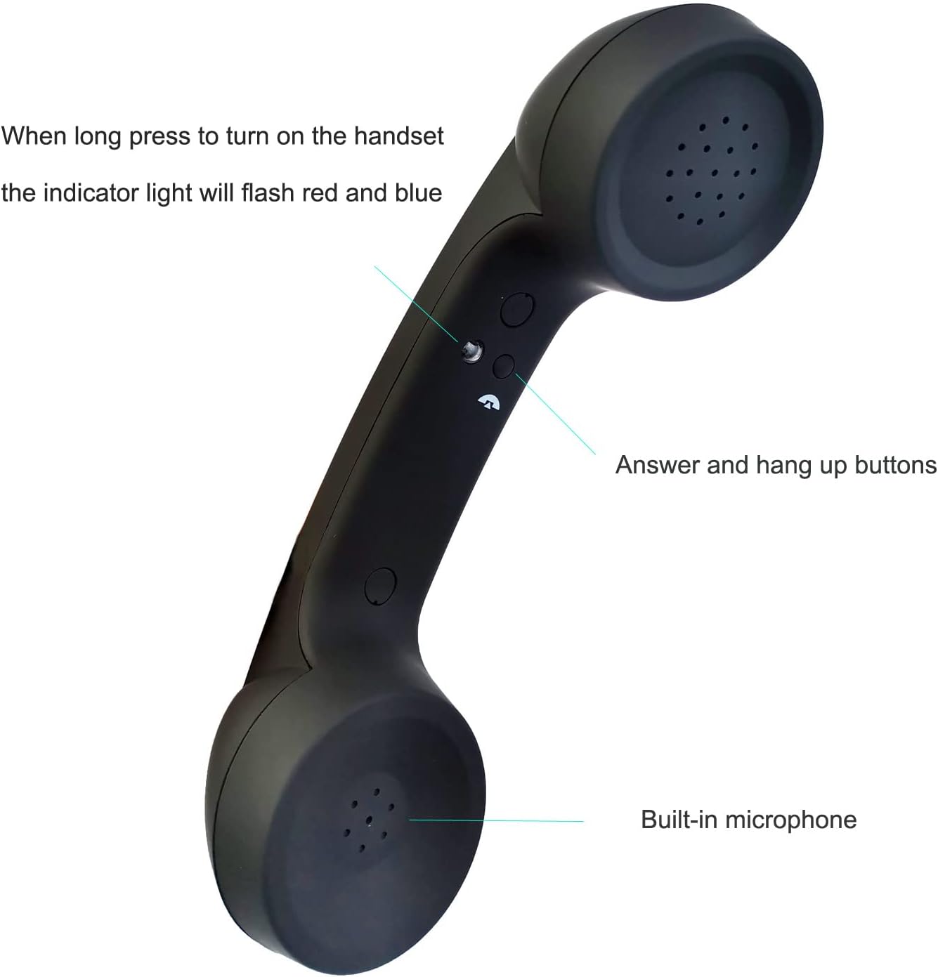 Retro-Telefonhörer für Smartphones, Schwarz