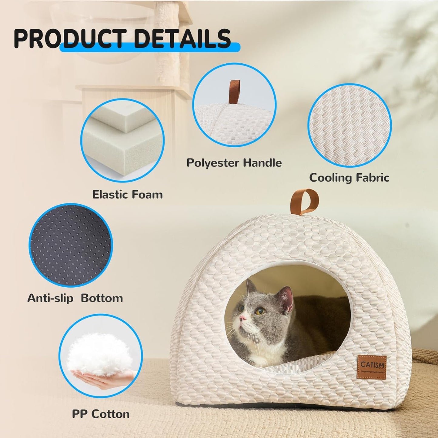 2-in-1 kühlendes Katzenkühlhaus und -bett, Braun