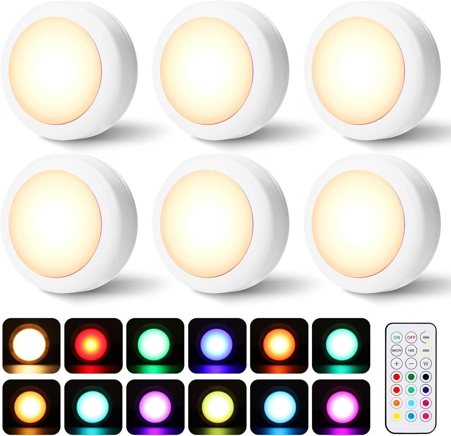 LED Schrankunterbauleuchten mit Fernbedienung, 6 LED Spots