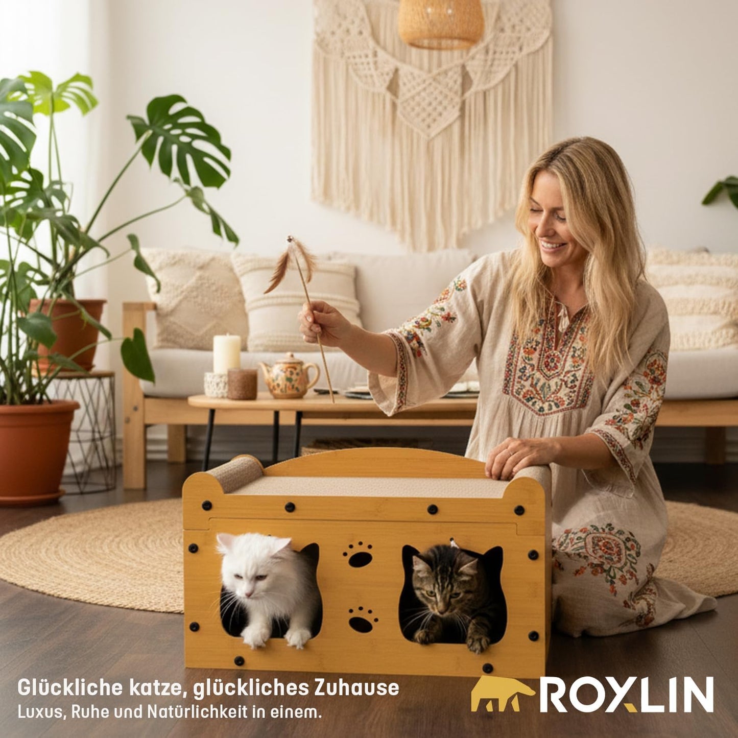 Katzen TV-Möbel mit Kratzfläche und Höhlen, TV-Modell