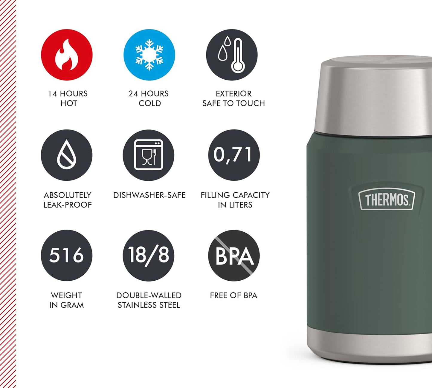 Isolier-Speisegefäss mit Löffel, 710 ml, 710 ml Grün / Forest Mat