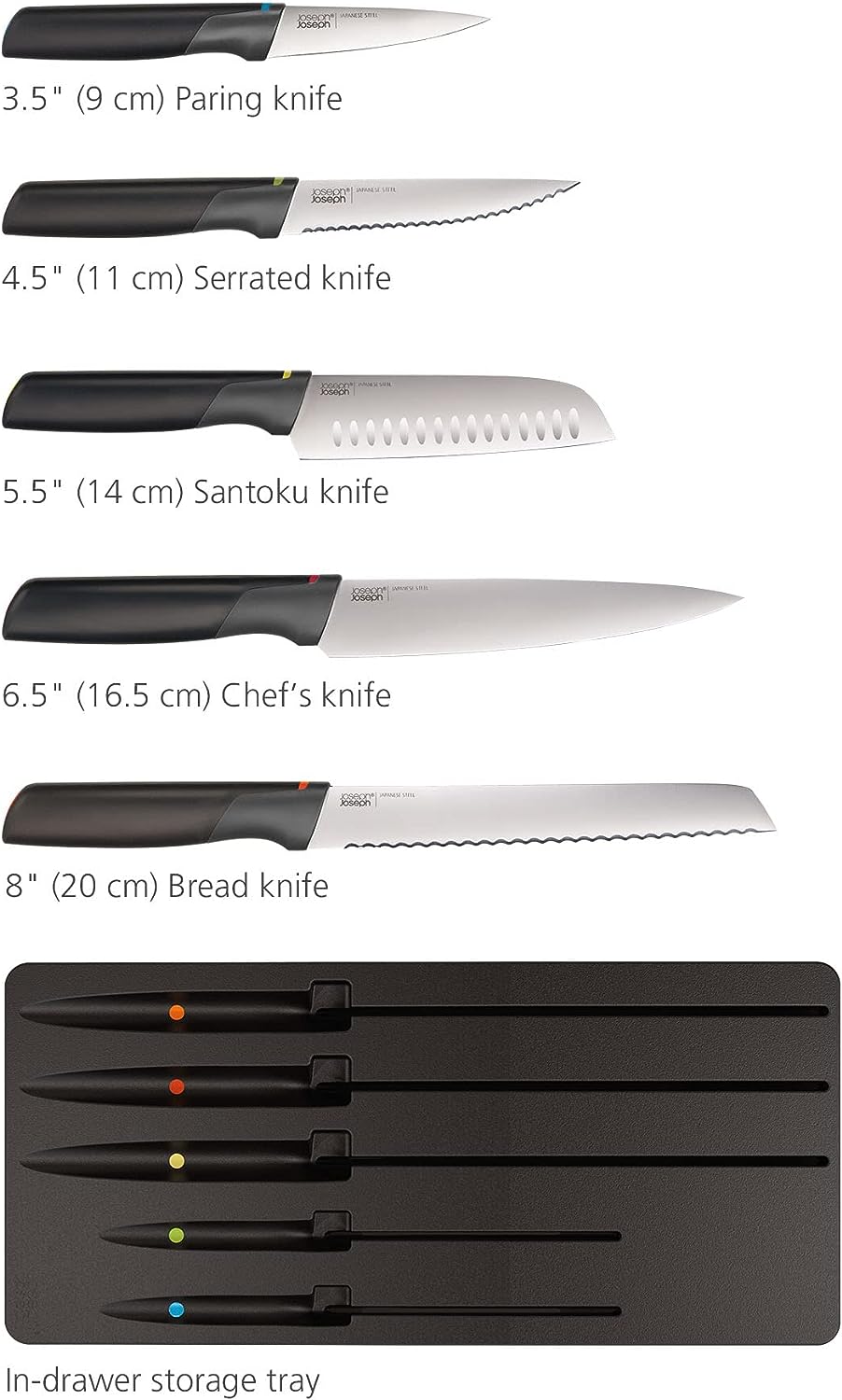 Messerset mit Schubladen-Aufbewahrungseinlage, Knives