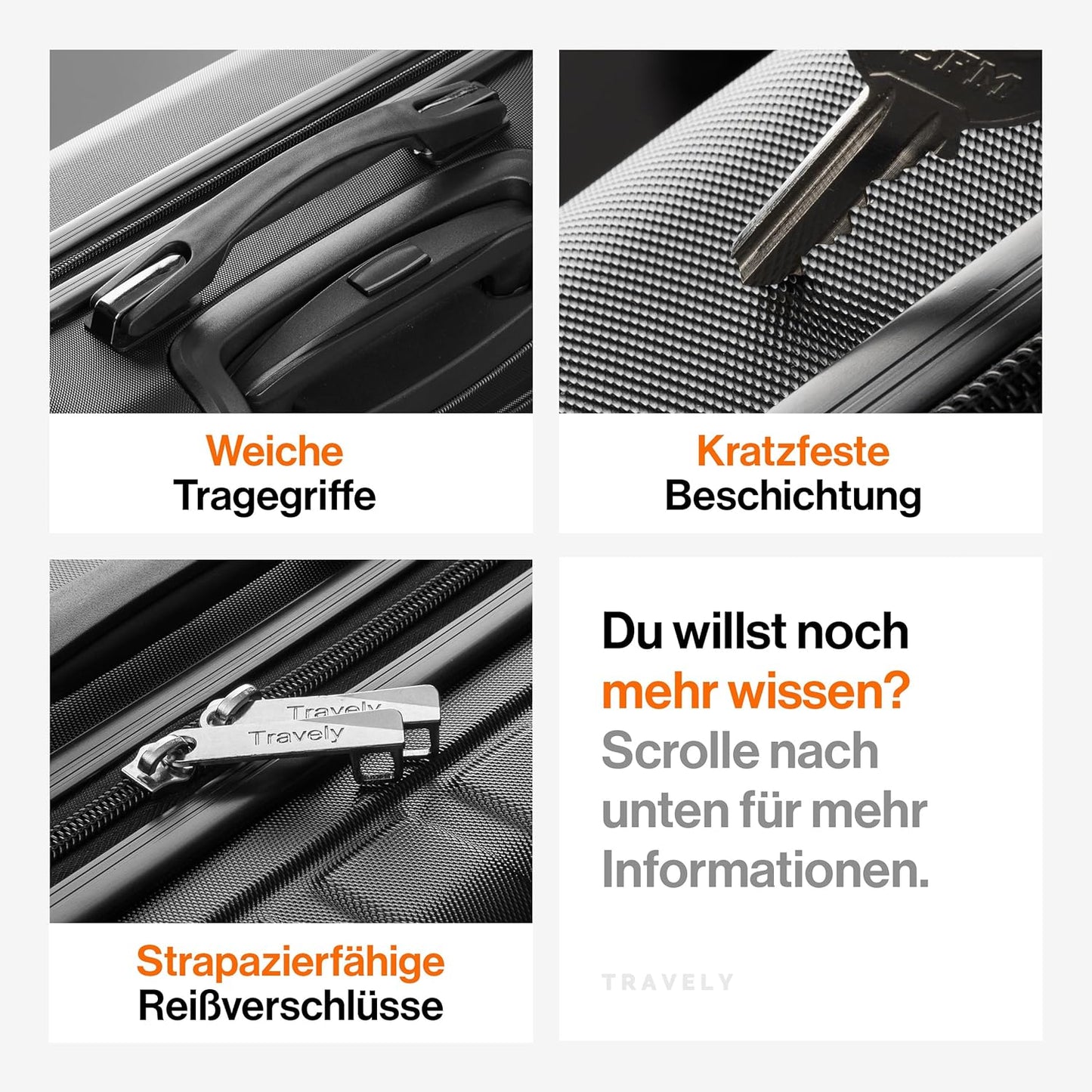 Handgepäckkoffer mit TSA Schloss, Handgepäck Nachtschwarz
