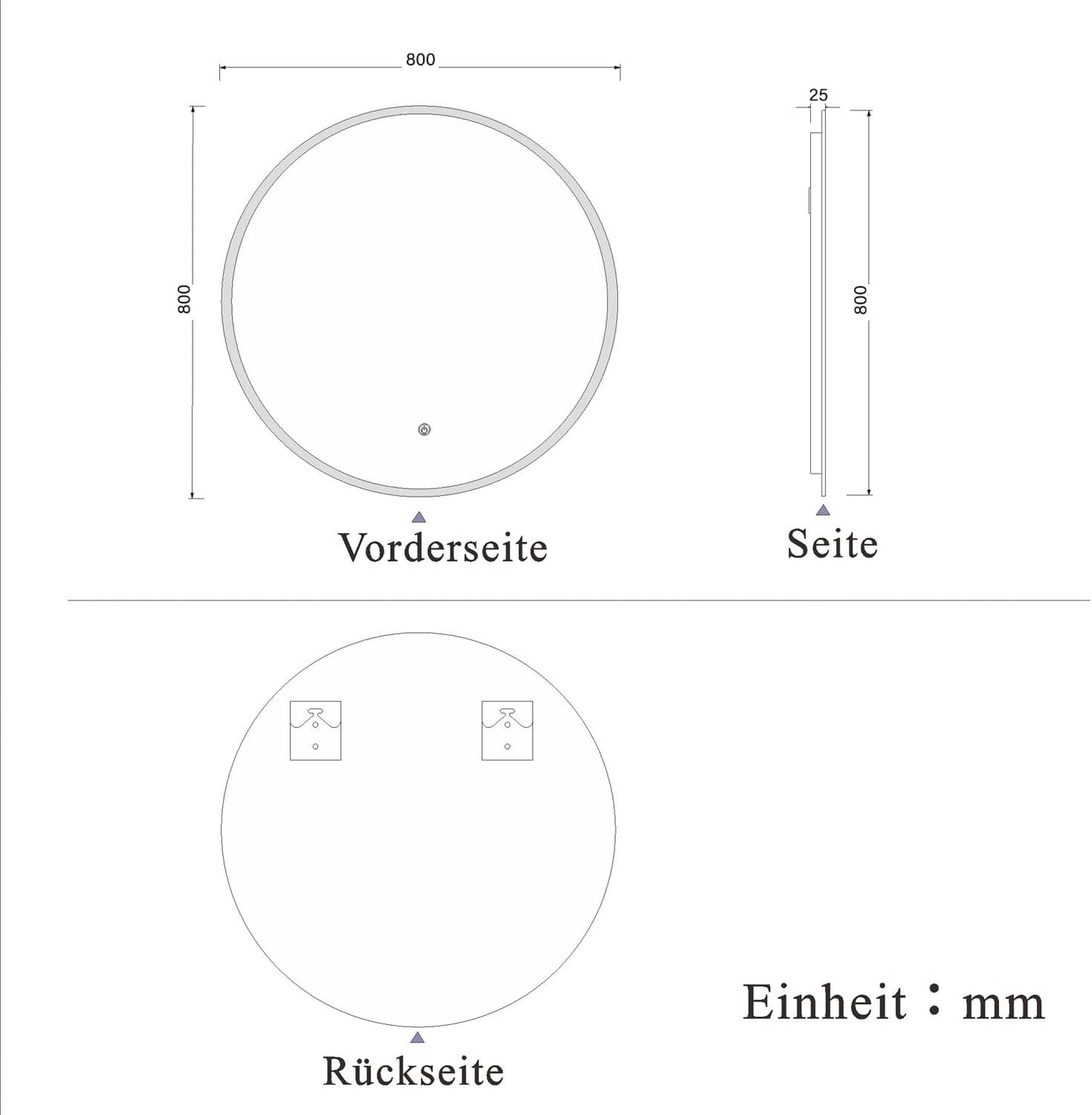 Runder LED-Badspiegel mit Touch und Anti-Beschlag, 80 cm, Rund 80cm Touch+Beschlagfrei Rund