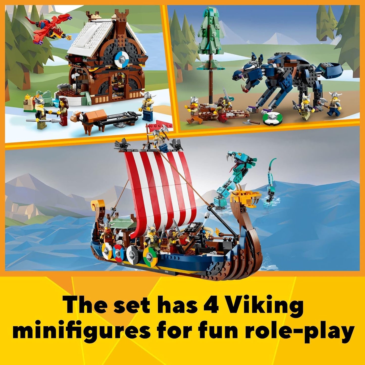 Creator 3-in-1 - Wikingerschiff mit Midgardschlange