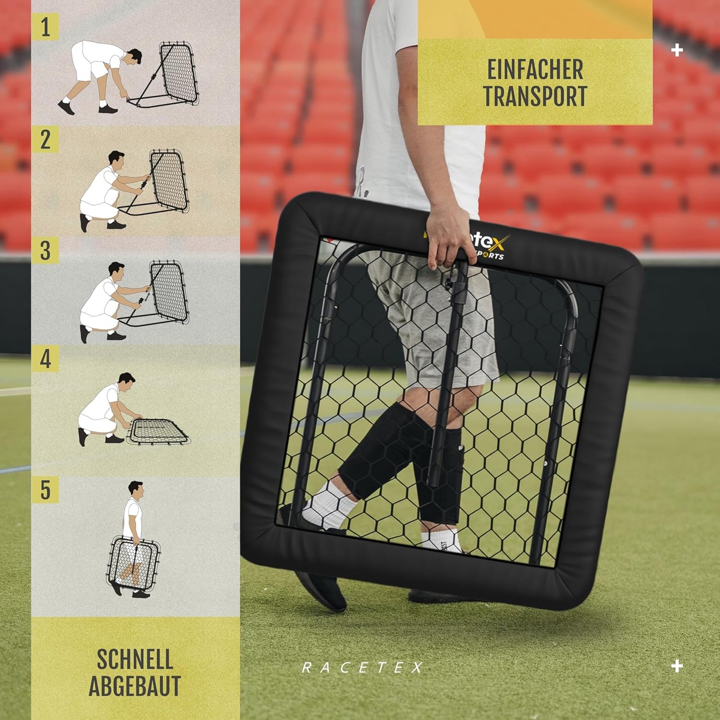 Fussball Rebounder verstellbar, Black.