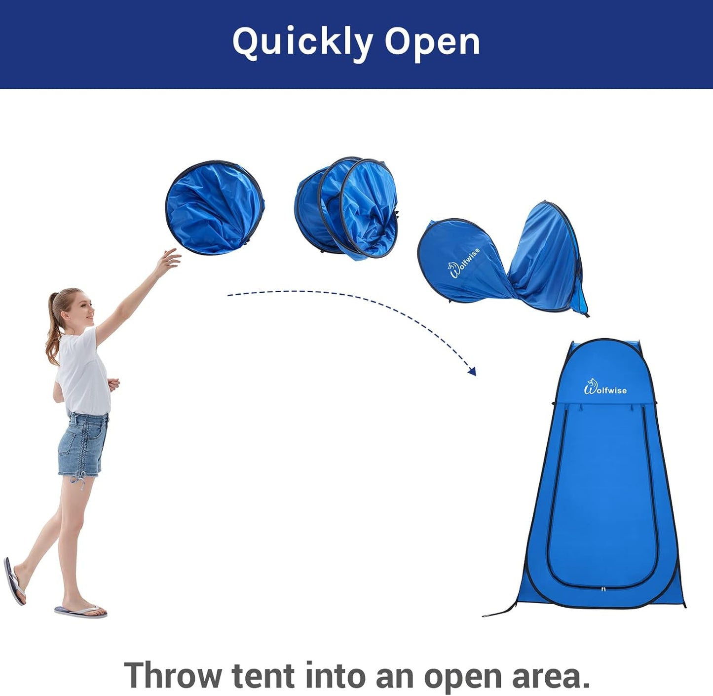 Pop-up-Dusch- und Umkleidezelt fürs Camping, Blau Grosszügig: H 190cm, W 120cm