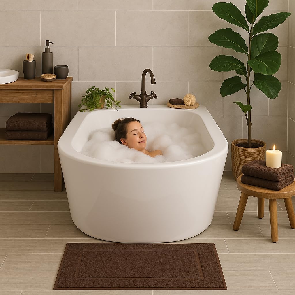 2er-Set Badematten, 50x70 cm, 2x Badvorleger Nuss
