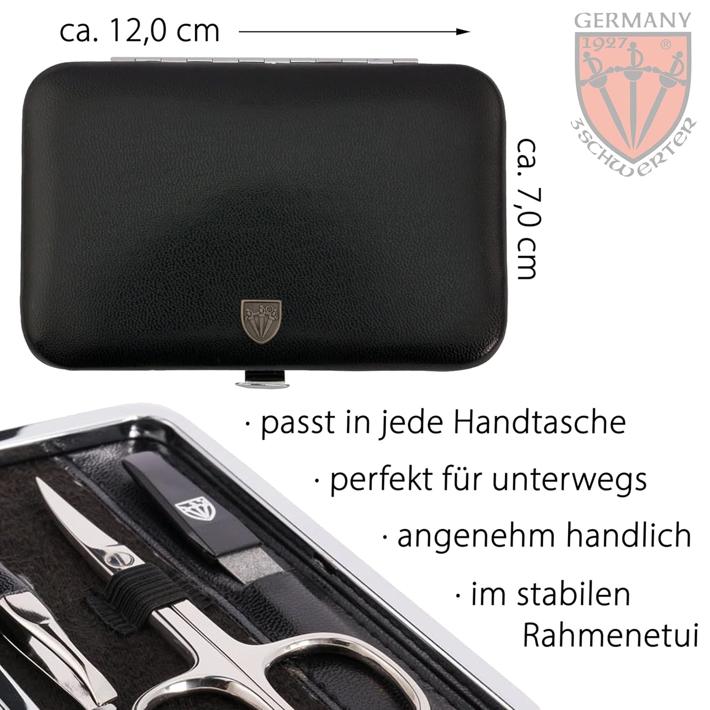 6-teiliges Maniküre-Set 'Genova', SCHWARZ / KUNSTLEDER