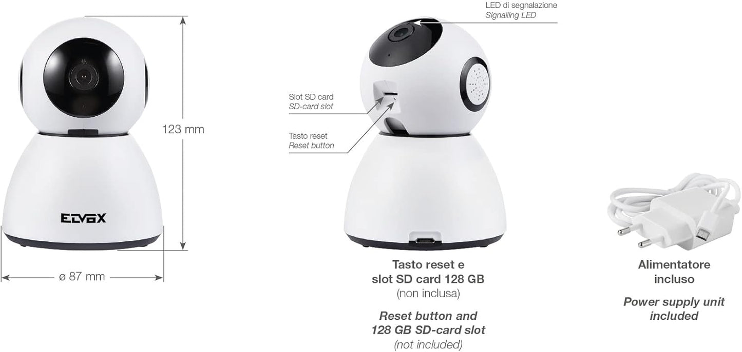 WiFi HD Motor-Farbkamera mit Bewegungsmelder, Motorisiert Pan&Tilt Innen
