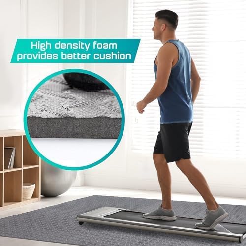 6er-Set Bodenschutzmatte für Fitnessgeräte, B. 2,2 M² (6 Fliesen) - Grau