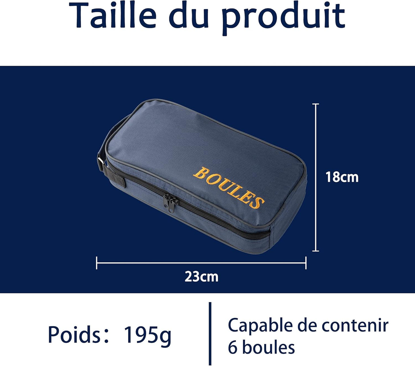 2 Stück Boule Taschen für 6 Kugeln, 6 Boules-Blau